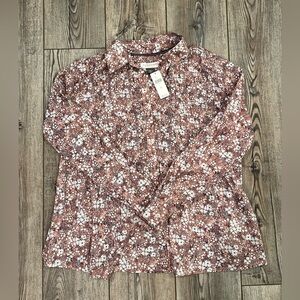 Pilcro by Anthropologie Terra Cotta Floral Blouse XS NWT